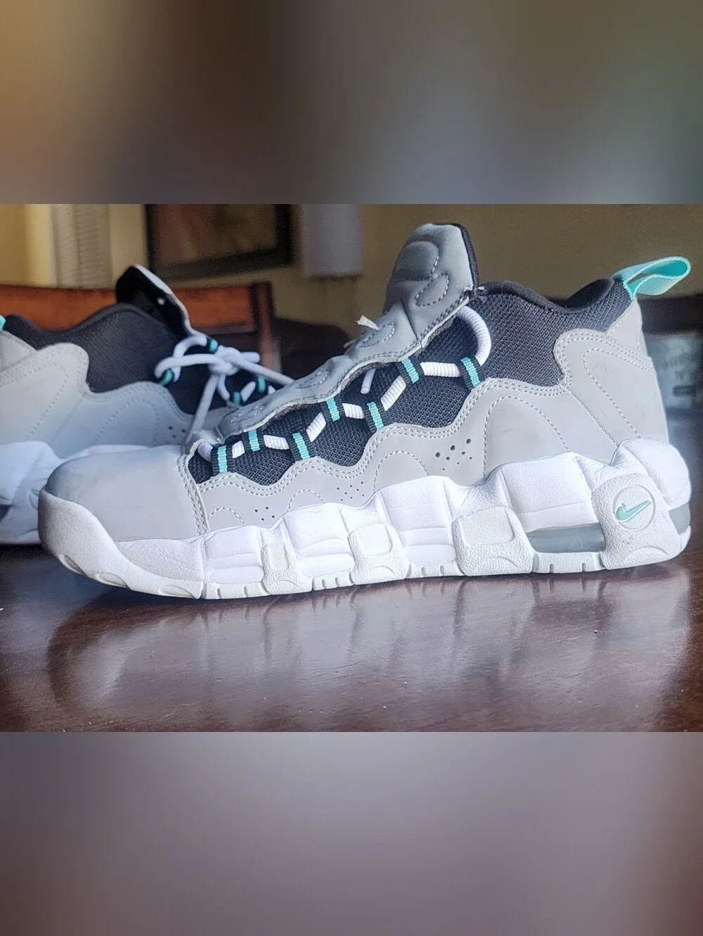 Nike Air More Money Wolf Grey Island Green GS AH5215-002 - Nike Size 6.5 Y